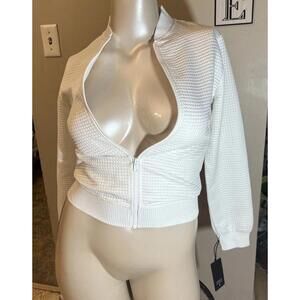 NWT Lanston Sport REVOLVE long Sleeve WHITE Bomber jacket size XS. S